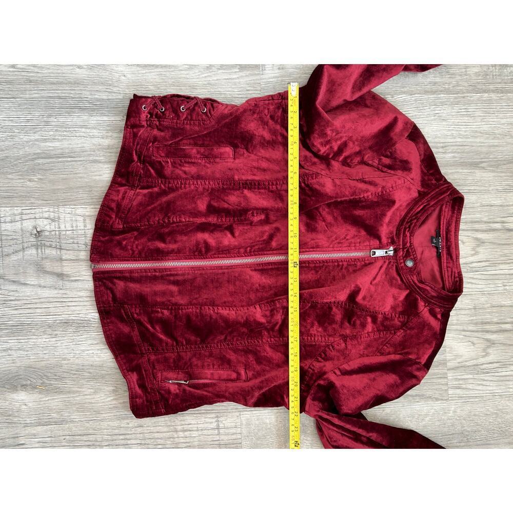 Torrid Burgundy Velvet Moto Jacket Sz 1X - Picture 13 of 14